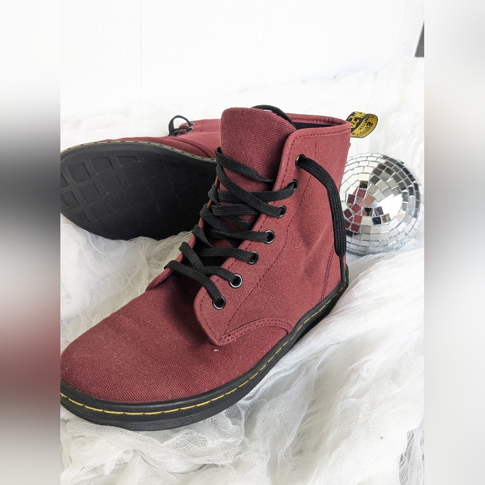 Dr. Martens Burgundy Canvas Boots